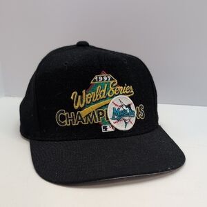 VTG 1997 Florida Marlins World Series Champion Hat Snapback Cap New Era Wool MLB